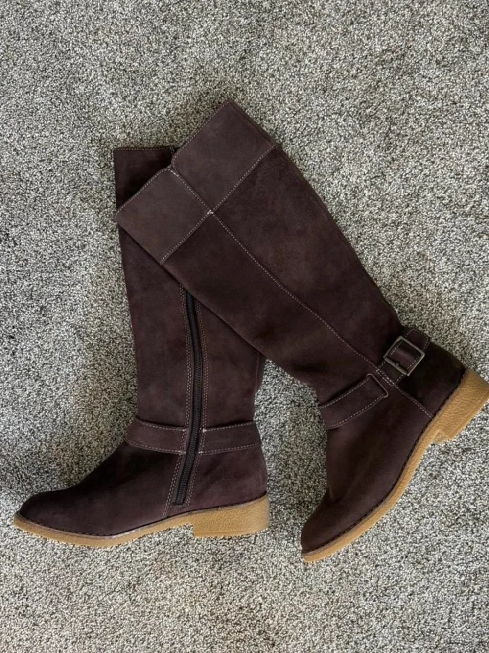 Tall Women's Suede Riding Boots - Dark Brown